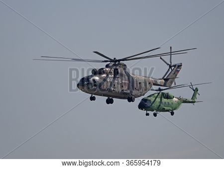 Zhukovsky, Russia - September 01, 2019: Demonstration Of The Mi-26 Helicopter Of The Russian Air For
