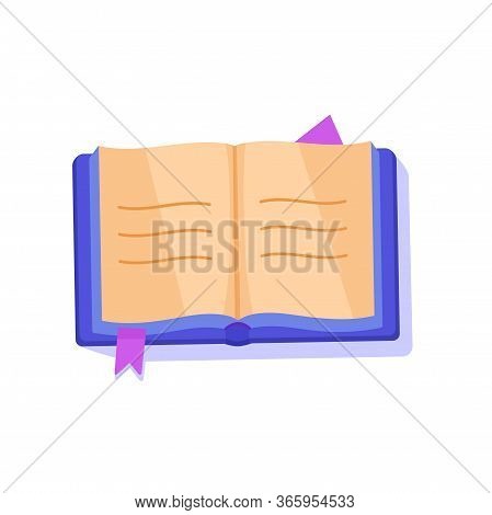 Template Cartoon Book With Bookmark For Illustration Education. Academic And School Knowledge,