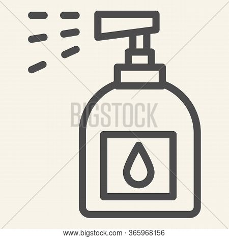 Household Chemicals Line Icon. Spray Bottle Symbol, Outline Style Pictogram On Beige Background. Pla