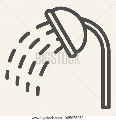 Shower Line Icon. Shower Head With Water Drops Symbol, Outline Style Pictogram On Beige Background. 