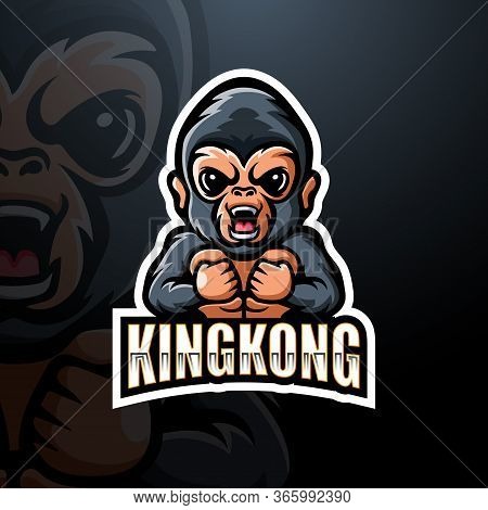 Vector Illustration Of Kingkong Mascot Esport Logo Design