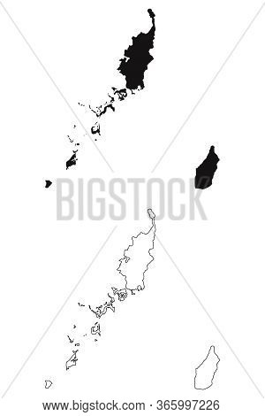 Palau Country Map. Black Silhouette And Outline Isolated On White Background. Eps Vector