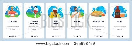 Cuba Website And Mobile App Onboarding Screens Vector Template