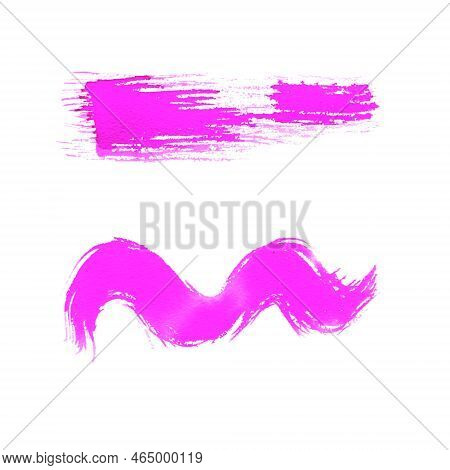 Pink Watercolor Brush Stroke. S-shape. Element For The Design Of Wedding Invitations And Cards. Vale