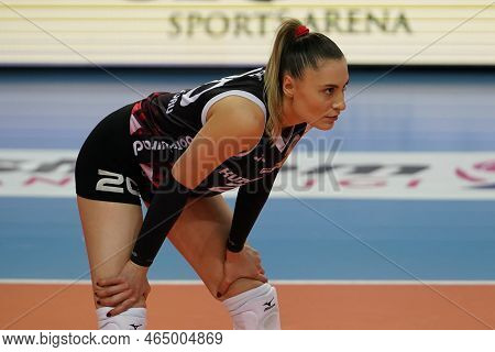 Istanbul, Turkey - April 03, 2022: Elif Boran In Action During Vakifbank Vs Kuzeyboru Turkish Sultan