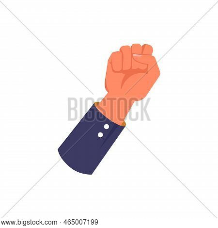 Raised Clenched Fist, Isolated Protesting Hand Gesture Or Personage. Fight For Rights And Equality, 