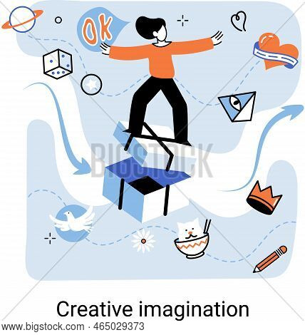 Creative Mind, Imagination Or Brainstorm Or Originative Idea Concept. Creative Imagination. Phantasy