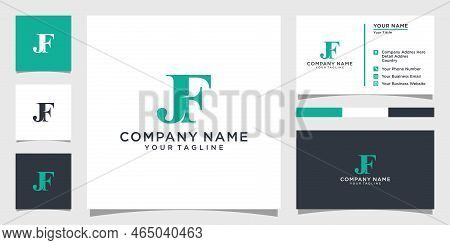 Jf Or Fj Initial Letter Logo Design Vector With Business Card Design.