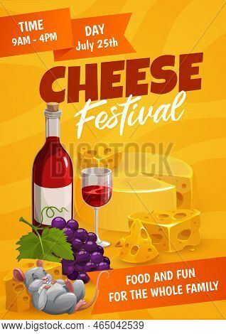 Cheese Festival Flyer. Camembert Hard Cheese Chunk Advertising Placard. Gastro Event, Culinary Festi