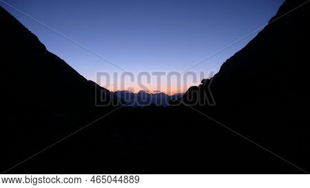 Beautiful Sunset Mountain Silhouette In Andes Bolivia Peru