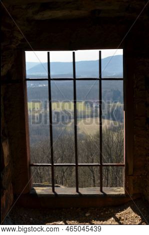 Window Bars Grit Prison Middle Aged Window View