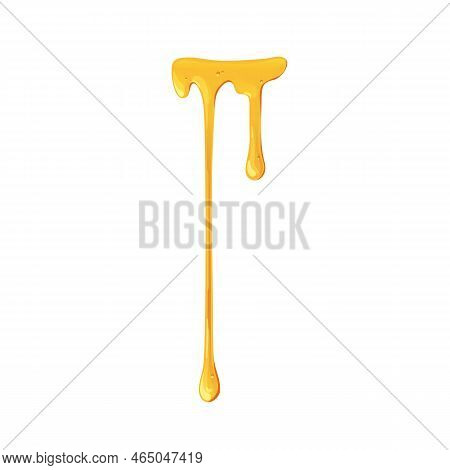 Caramel Melting, Dripping Down With Thin Sugar Streams. Maple Liquid Syrup Leaking. Amber Gold Bee H