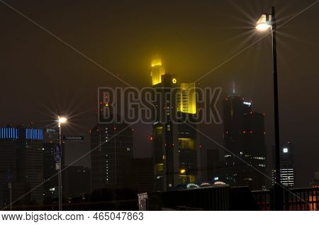 Frankfurt At Night Iluminated Long Exposure Light Painting