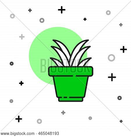 Filled Outline Plant In Pot Icon Isolated On White Background. Plant Growing In A Pot. Potted Plant 