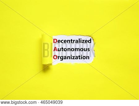 Dao Decentralized Autonomous Organization Symbol. Concept Words Dao Decentralized Autonomous Organiz