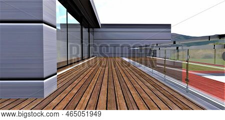 Feet-friendly Ecologicaly Clean Terrace Board As A Flooring Of The Stunning Balcony Of The Contempor