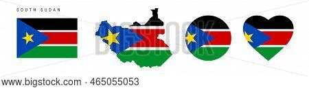 South Sudan Flag Icon Set. South Sudanese Pennant In Official Colors And Proportions. Rectangular, M