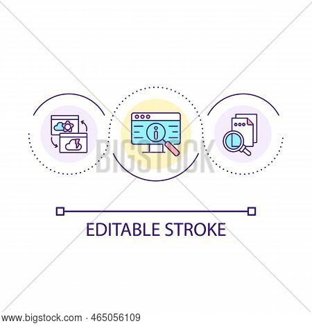 Research Sources Loop Concept Icon. Check Information. Prove Certainty. Avoid Fakes. Cybersecurity A