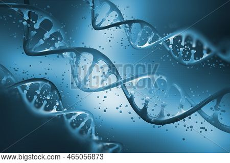Dna Helix. Genetic Engineering. Study Of The Structure Of Dna. Modern Medical Research Of Stem Cells