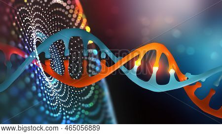 Dna Helix. Innovative Technologies In The Study Of The Human Genome. Artificial Intelligence In The 