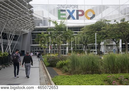 Singapore- Oct 18, 2022: View Of  Singapore Expo Convention And Exhibition Centre In Singapore. An I