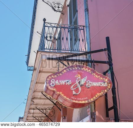 New Orleans, La - April 3: Sign On Channing Tatum's Saints And Sinners Bar On Bourbon Street In The 