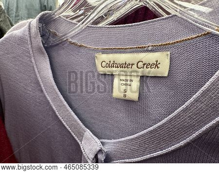 New Hope, Minnesota - November 6, 2022: Close Up Of A Coldwater Creek Brand Clothing Tag. This Is A 