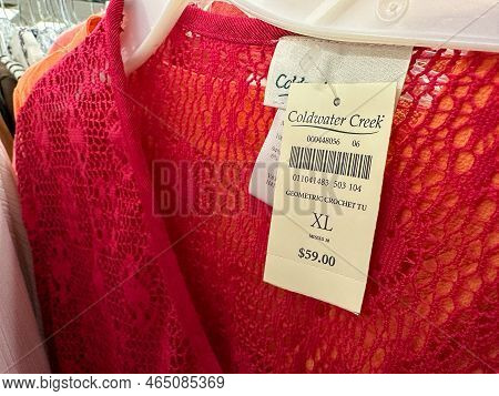 New Hope, Minnesota - November 6, 2022: Close Up Of A Coldwater Creek Brand Clothing Tag. This Is A 