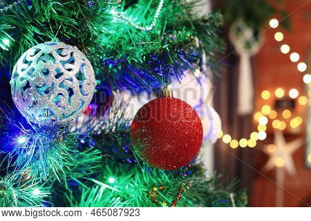 Christmas Decorations Hung On The Christmas Tree