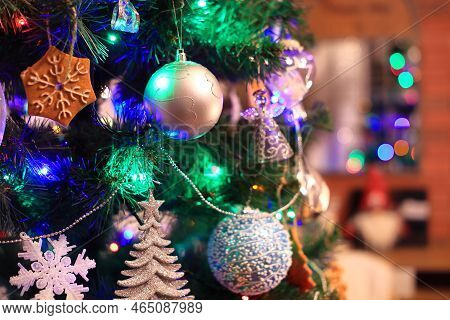 Christmas Decorations Hung On The Christmas Tree