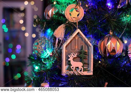 Christmas Decorations Hung On The Christmas Tree.