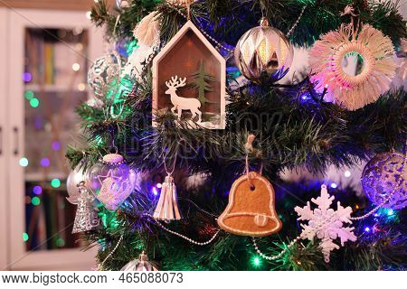 Christmas Decorations Hung On The Christmas Tree.