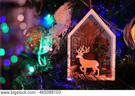 Christmas Decorations Hung On The Christmas Tree.