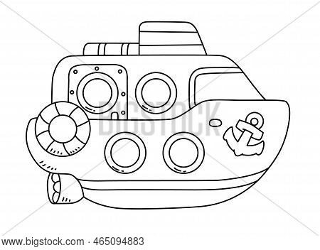 Ship Or Boat. Kids Coloring Book. Vector
