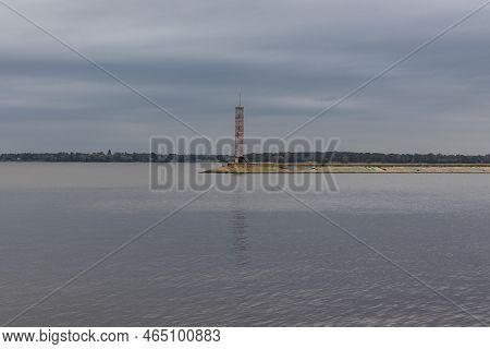 Kyiv Cistern Watchtower. The Lighthouse On The Kyiv Sea. Dnipro River Reservoir Beacon
