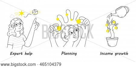 Expert Help, Planning Strategy, Income Growth Vector Ui Stories.