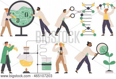 Scientists Make Laboratory Analysis Of Dna, Plants And Organisms. Idea Of Education, Botany, Microbi