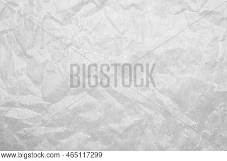 Texture Of Crumpled White Baking Paper As Background, Top View