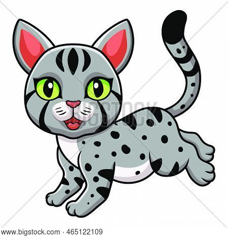 Vector Illustration Of Cute Egyptian Mau Cat Cartoon