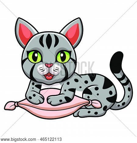 Cute Egyptian Mau Cat Cartoon On The Pillow