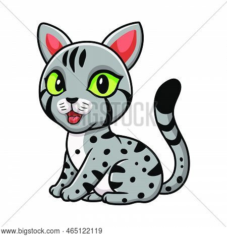 Vector Illustration Of Cute Egyptian Mau Cat Cartoon