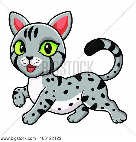 Vector Illustration Of Cute Egyptian Mau Cat Cartoon