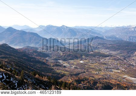 Landscape From Costalta Mount Top. Italian Alps Panorama. Baselga Di Pinè, Lagorai