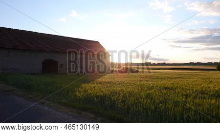 Loneley Village In Poland Grass House Autumn
