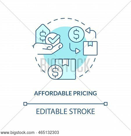 Affordable Pricing Turquoise Concept Icon. Cheap Postal Services Inexpensive Shipping Abstract Idea 