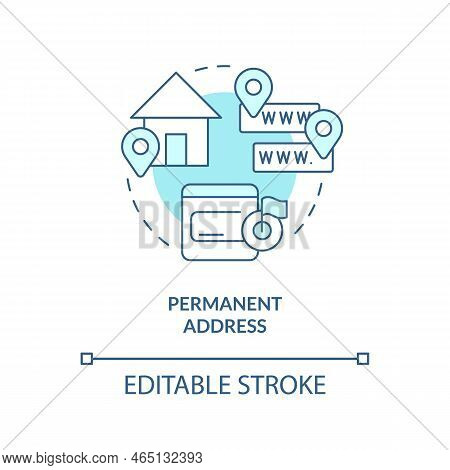 Permanent Address Turquoise Concept Icon. Save Mailbox Name After Relocate Abstract Idea Thin Line I