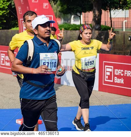 New Delhi, India - October 16 2022 - Vedanta Delhi Half Marathon Race After Covid In Which Marathon