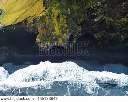 Looking Down At Reynisfjara Black Beach, Iceland