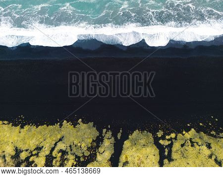 Waves Crashing On The Shore Of Of Reynisfjara Black Beach, Iceland