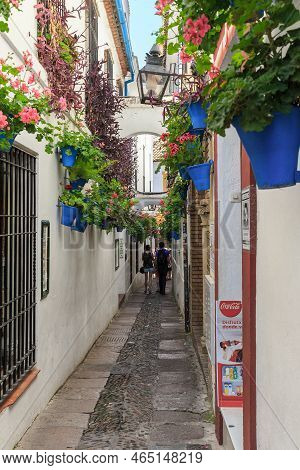 Cordoba, Spain - May 23, 2017: This Is One Of Narow Lanes Of The Former Jewish Quarter (juderia), Tr